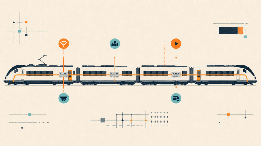 Illustration of Oxyfi’s onboard LAN upgrade for Östgötatrafiken’s Coradia X61 trains